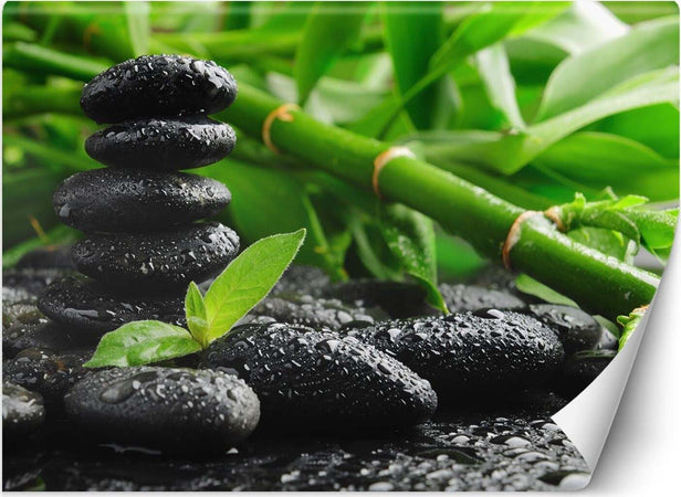 Carta-Da-Parati,-Pietre-Zen-di-Bambù