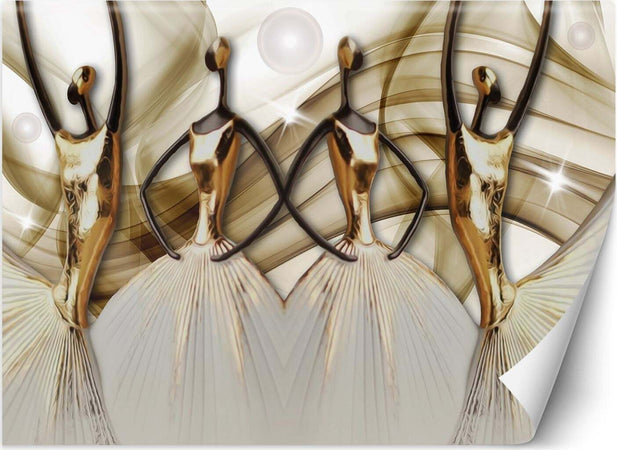 Carta-Da-Parati,-Sagome-femminili-Oro-astratto