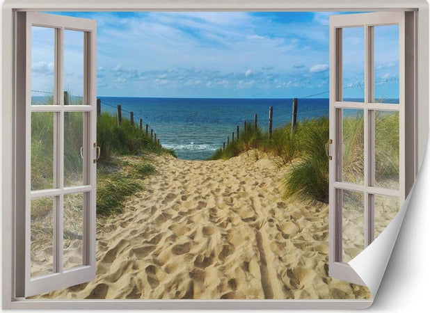 Carta-Da-Parati,-Vista-finestra-sentiero-verso-il-mare
