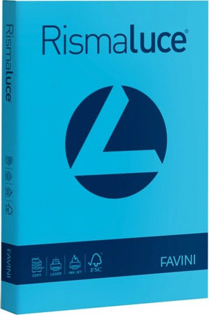 Carta Rismaluce - A4 - 200 gr - azzurro 55 - Favini - conf. 125 fogli Casa e cucina/Hobby creativi/Carta e lavorazione della carta/Carta/Carta decorativa Eurocartuccia - Pavullo, Commerciovirtuoso.it