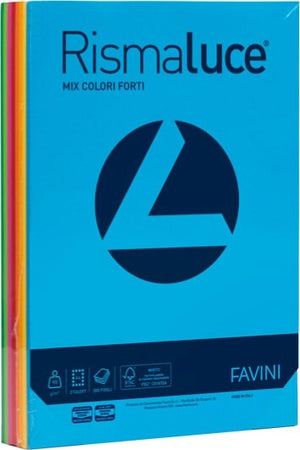 Carta Rismaluce - A4 - 90 gr - mix 8 colori - Favini - conf. 300 fogli Casa e cucina/Hobby creativi/Carta e lavorazione della carta/Carta/Carta decorativa Eurocartuccia - Pavullo, Commerciovirtuoso.it