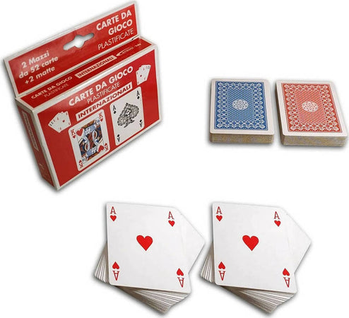 Carte-da-gioco-francesi-plastificate-per-poker-ramino-burraco-scala-40-mazzo-da-52-carte-e-2-matte