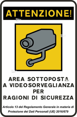 Cartello-Targa-Area-Videosorvegliata-Sottoposta-A-Videosorveglianza-Cm-30x20cm