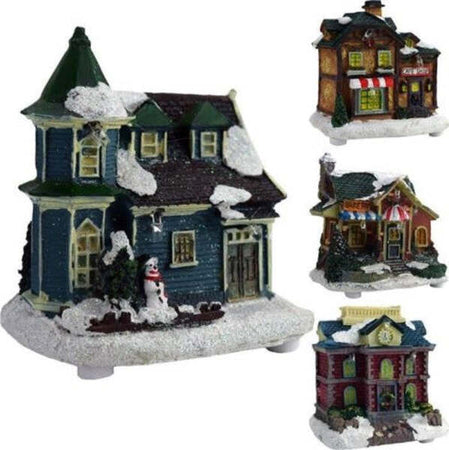Casa-Natalizia-Illuminazione-A-Led-In-Poliresina-Scena-Natale-Modello-Casuale