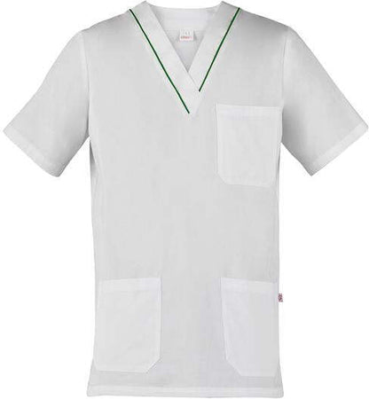 Casacca Gary Bianco Profilo Verde Casacca Unisex Medicale Infermiere Asa Oss