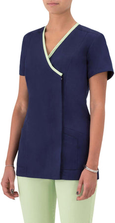 Casacca Giuliana Blu Manica Corta No Stiro Casacca Donna Medicale Estetista Traspirante Tencel