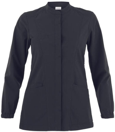 Casacca Lia Nero Casacca Donna Infermiera Medicale Manica Lunga No Stiro Microfibra Superleggera