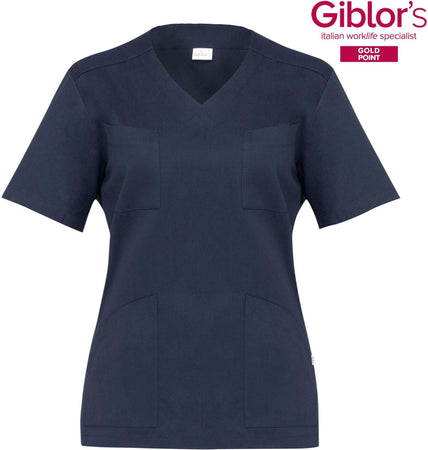 Casacca Milena Blu Collo a V Casacca Donna Infermiera Asa Oss Cotone Casacca Economica