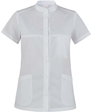 Casacca Miriam Bianco Casacca Donna Manica Corta Elasticizzata Medicale Cucina Trasiprante No Stiro