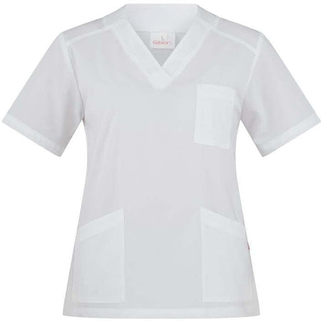 Casacca Sonia Bianco Casacca Donna Infermiera Medicale Collo a V No Stiro Microfibra Superleggera