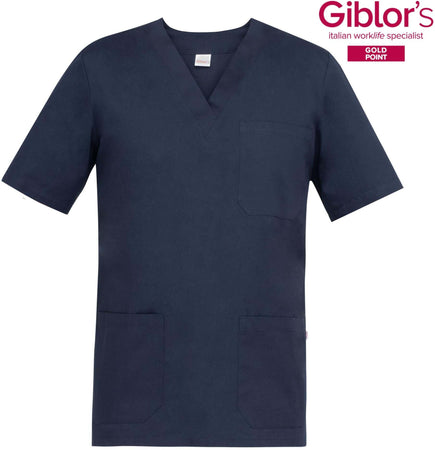 Casacca Uomo Piero Blu Collo a V Casacca Infermiere Asa Oss Cotone Casacca Economica