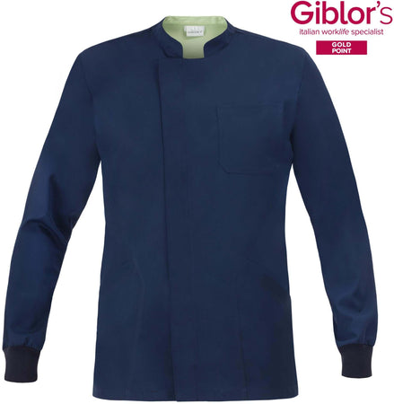 Casacca Uomo Silvano Blu Dentista Manica Lunga Casacca Infermiere