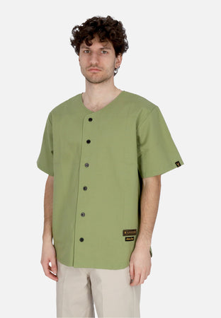 5TATE OF MIND Casacca Bottoni Uomo Baseball Shirt Military Green da uomo