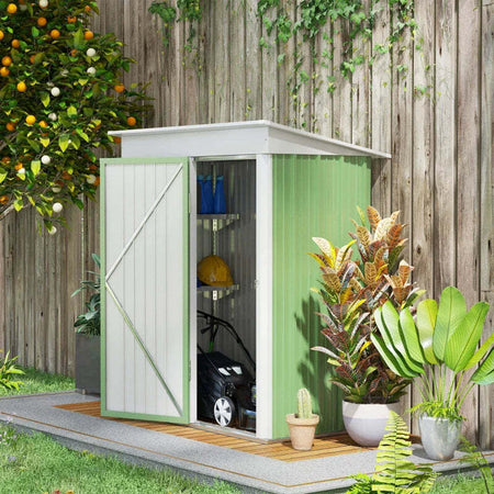 Casetta-da-Giardino-Porta-Attrezzi-in-Acciaio-con-Porta-Bloccabile,-161x95x163/181cm,-Verde-GB6845-840V00YGGB6