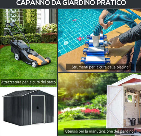 Casetta-da-Giardino-Porta-Utensili-in-Lamiera-di-Acciaio,-Capanno-da-Giardino-in-Acciaio-con-Porte-Scorrevoli,-236x174x190cm,-Grigio-DR7845-429GYDR7