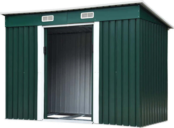 Casetta-Porta-Attrezzi-in-Acciaio,-Capanno-da-Giardino-con-2-Porte-Scorrevoli,-261x133x182cm-DF7845-079V01DF7