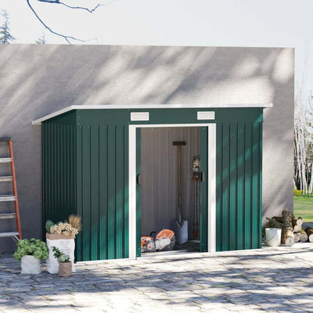 Casetta-Porta-Attrezzi-in-Acciaio,-Capanno-da-Giardino-con-2-Porte-Scorrevoli,-261x133x182cm-DF7845-079V01DF7