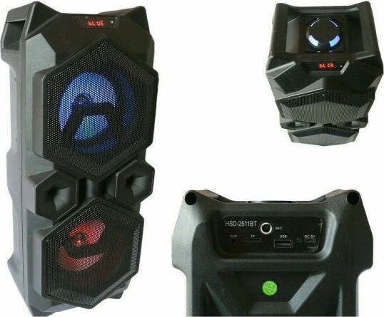 Cassa-Speaker-Fm-Bluetooth-Ricaricabile-Sd-Usb-Aux-2-Portatile-Microfono-2511bt