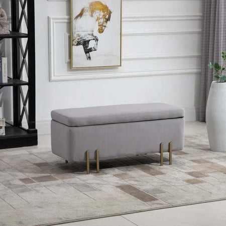 cassaPanca-Contenitore-baule-ingresso-panca-camera-da-letto-grande-pouf-tessuto-negozio-per-Interni-con-Seduta-Imbottita-e-Piedini-Laccati-Oro,-Design-Moderno-ed-Elegante,-100-x-40-x-42cm-F838-024GYA