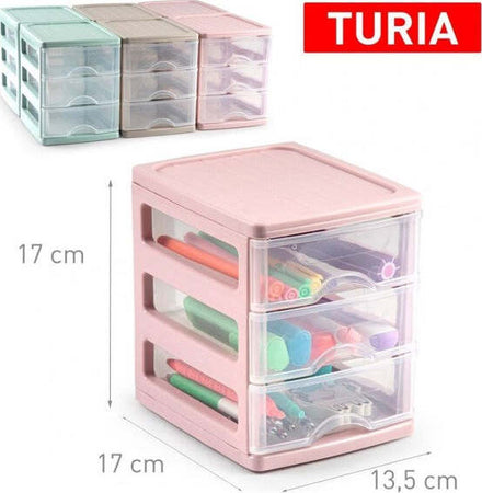 Cassettiera-Turia-In-Plastica-3-Cassetti-13.5-X-17-X-17-Cm-Vari-Colori-112241a