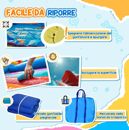 Castello-Gonfiabile-Gigante-e-Rimbalzante-per-Bambini-3-8-Anni-con-Scivolo,-Piscina-e-Gonfiatore-3.6x1.75x1.8m-MN4342-022V90MN4