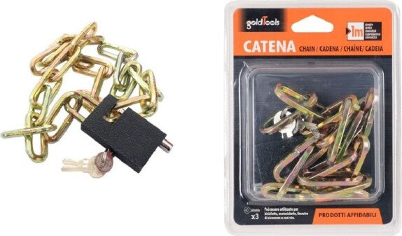 Catena-Antifurto-Con-Lucchetto-Blocco-Per-Bici-Bicicletta-Scooter-Moto-1mt-92619