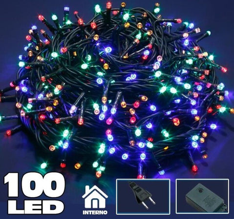 Catena Luminosa 100 Luci Led Lucciole Multicolor Con Controller 8 Funzioni Illuminazione/Illuminazione per esterni/Catene luminose Trade Shop italia - Napoli, Commerciovirtuoso.it