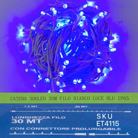 catena luminosa 300 led 30 metri filo bianco luce blu ip65 /ET4115 Casa e cucina/Decorazioni per interni/Addobbi e decorazioni per ricorrenze/Decorazioni natalizie/Luci natalizie/Catene luminose per interni Zencoccostore - Formia, Commerciovirtuoso.it