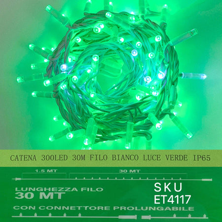 catena luminosa 300 led 30 metri filo bianco luce verde ip65 /ET4117 Casa e cucina/Decorazioni per interni/Addobbi e decorazioni per ricorrenze/Decorazioni natalizie/Luci natalizie/Catene luminose per interni Zencoccostore - Formia, Commerciovirtuoso.it