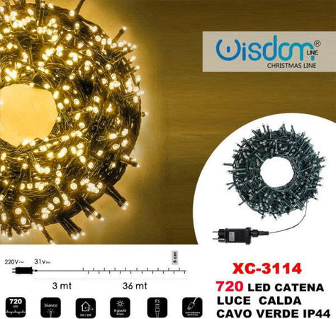Catena-Luminosa-720-Luci-Led-Lucciole-Luce-Calda-Cavo-Verde-Ip44-Xc-3114