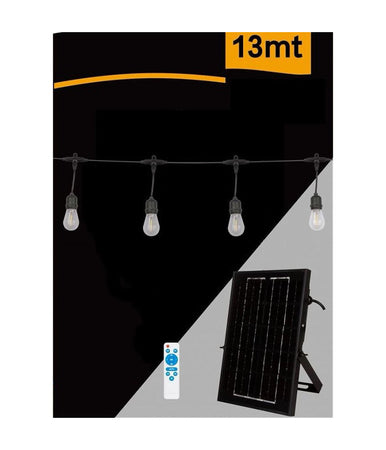 Catena Luminosa Con Pannello Solare 10 Lampadine E27 Impermeabile Ip65 S20a-10m
