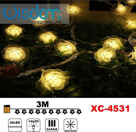 Catena-Luminosa-Con-Rose-20-Led-A-Batteria-Luce-Calda-Fissa-Decorazioni-Xc-4531