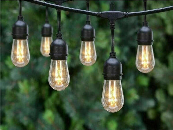 Catena-Luminosa-Da-Esterno-Modulare-10-Lampadine-E27-Cavo-10-Metri-Ip65-Nero