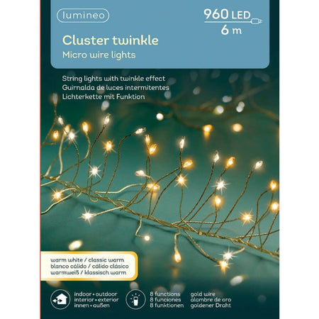 Luci di natale con 960 microLED color bianco caldo da 6 m