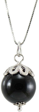 Catenina con pendente Su Coccu in argento rodiato con onice nero