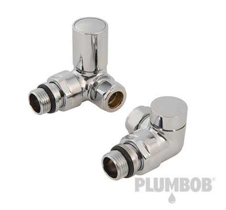 Valvola ad angolo per termoarredo e detentore in ottone cromato Plumbob