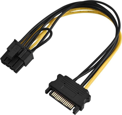Cavo Adattatore Alimentazione PCI-e SATA da 15 pin maschio a femmina 8 e 6 pin per schede video - Molex