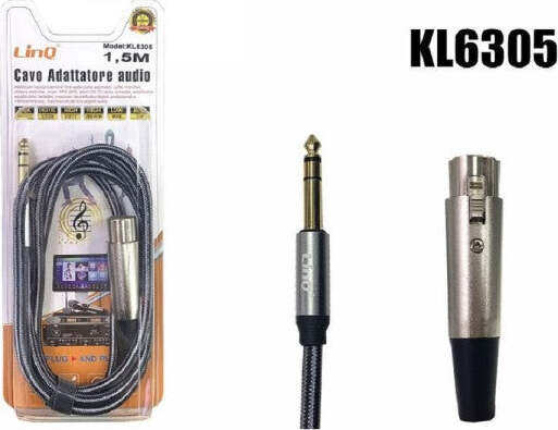 Cavo-Adattatore-Audio-1.5mt-Microfono-Xlr-Femmina-A-Trs-Maschio-Da-6,35mm-Kl6305