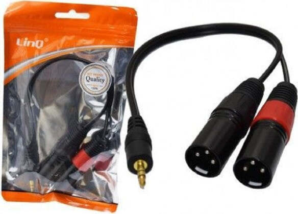 Cavo-Adattatore-Audio-Da-2-Xlr-Maschio-A-Jack-Aux-3,5mm-Maschio-Microfono-Kl-9224
