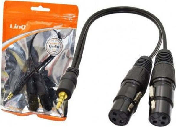 Cavo-Adattatore-Audio-Da-Jack-3,5-Mm-Maschio-Stereo-A-2-Xlr-Femmina-30cm-Kl-9252