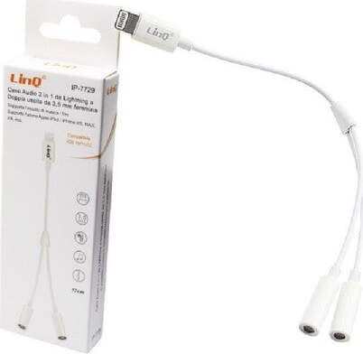 Cavo-Adattatore-Audio-Da-Lightning-A-Doppia-Uscita-Aux-Jack-3,5mm-Femmina-Ip-7729
