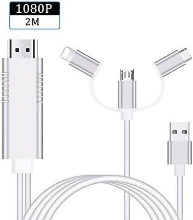Cavo Adattatore Da Hdmi A Smartphone - 3 In 1 Microusb, Type-c E Iphone