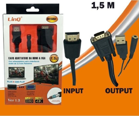 Cavo-Adattatore-Da-Hdmi-A-Vga-Con-Alimentazione-Usb-Jack-Audio-Femmina-1.5mt-Hv1505f
