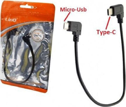 Cavo-Adattatore-Da-Micro-Usb-Maschio-A-Type-c-Maschio-Angolare-Cellulare-Kl-9238