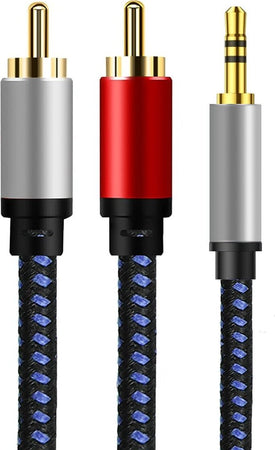 Cavo Adattatore JACK 3,5mm Maschio 2 RCA Maschio 6 METRI Premium Nylon Intrecciato