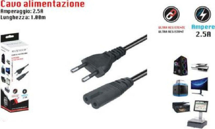 Cavo Alimentazione Spina 2.5a Presa Tipo Bipolare 1mt F-al03 Pc Monitor Stampanti Elettronica e telefonia > Accessori Audio e Video > Cavi Audio e Video Trade Shop italia - Napoli, Commerciovirtuoso.it