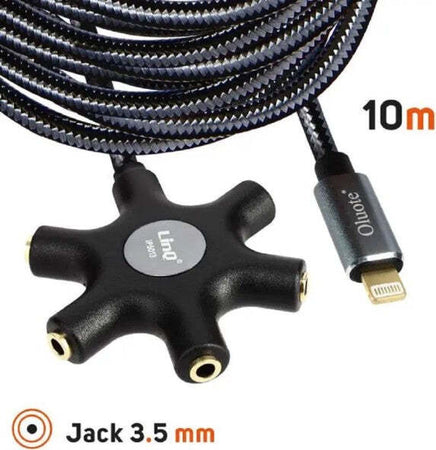 Cavo-Audio-Da-Lightning-A-5x-Jack-Femmina-Adattatore-5-In-1-Da-10-Metri-Ip50100