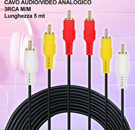 Cavo Audio Video Analogico Prolunga Da 5 Metri 3 Rca-3rca Maschio Maschio Elettronica e telefonia > Accessori Audio e Video > Cavi Audio e Video Trade Shop italia - Napoli, Commerciovirtuoso.it