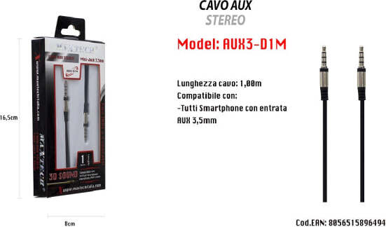 Cavo-Aux-Stereo-1mt-Mini-Jack-3,5mm-Per-Smartphone-Tipo-Trrs-A-4-Contatti-Maxtech-Aux3-d1m