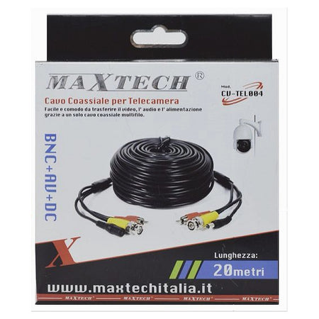 Cavo Coassiale Per Telecamera Audio Video Alimentazione Bnc+av+dc 20mt Cv-tel004
